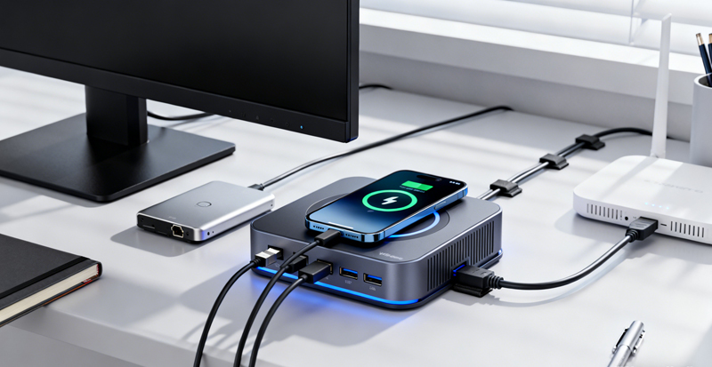 带无线充的桌面式扩展坞