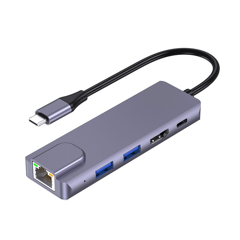 5合1智能扩展坞HUB Type-C转HDMI高清4K+RJ45+PD快充