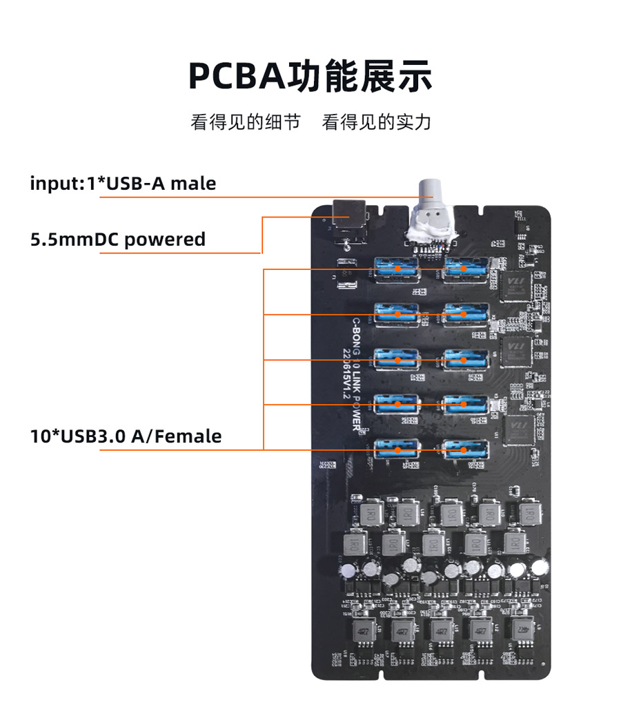 智能程控工业级USB3.0 HUB扩展坞